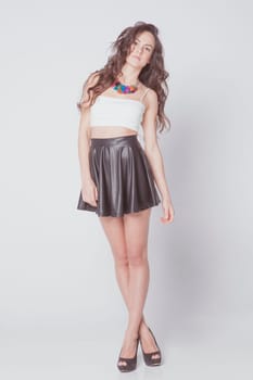 real girl in natural poses during a shooting
