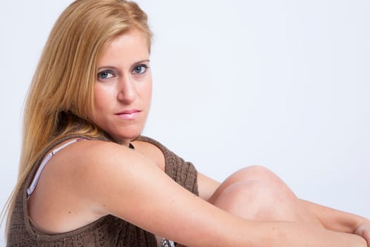 real girl in natural poses during a shooting