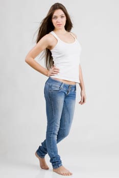 real girl in natural poses during a shooting