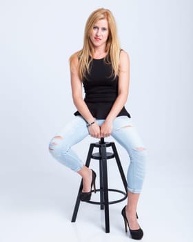 real girl in natural poses during a shooting