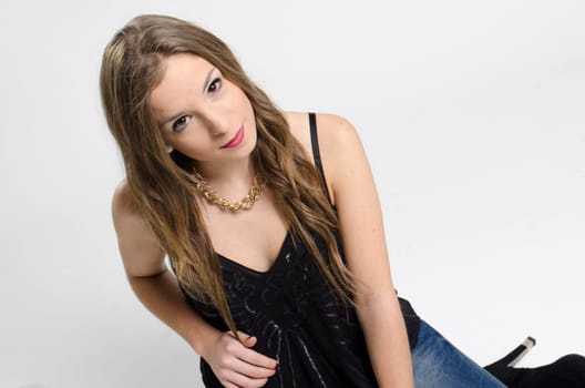 real girl in natural poses during a shooting