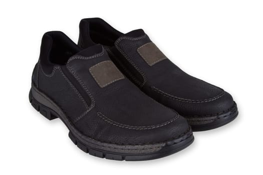 Men's suede shoes exposed on white background
