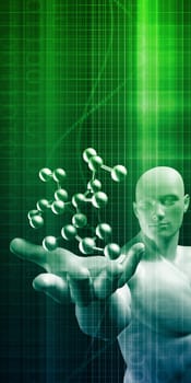 Man Observing and Analyzing Molecule Structure Art