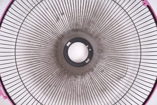 dirty electric fan cause of allergy on white background