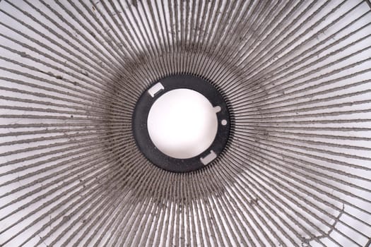 dirty electric fan cause of allergy on white background