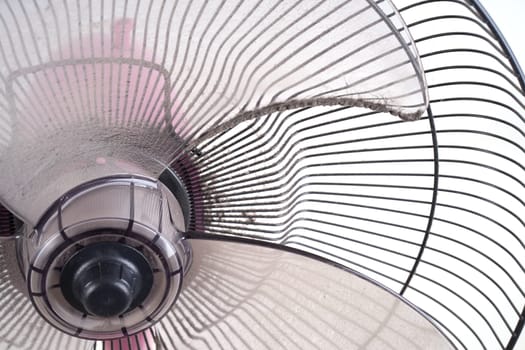 dirty electric fan cause of allergy on white background