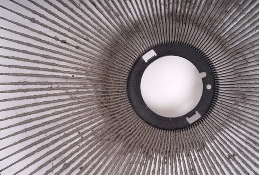 dirty electric fan cause of allergy on white background