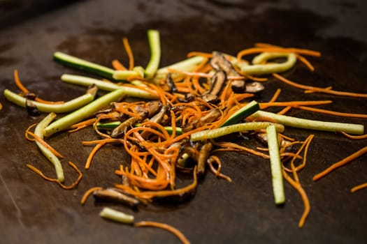 Preparing pad thai at a street hawker mobile restaurant in Bangkok, Thailand. Fried noodle. Shallow dof.