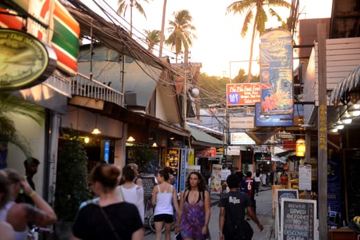 a smal road in the Town of Ko PhiPhi on Ko Phi Phi Island outside of  the City of Krabi on the Andaman Sea in the south of Thailand.