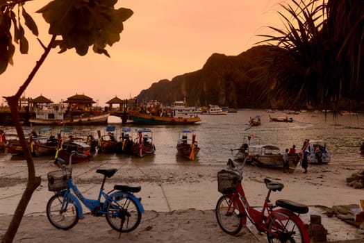 A Beach in the Town of Ko PhiPhi on Ko Phi Phi Island outside of  the City of Krabi on the Andaman Sea in the south of Thailand.