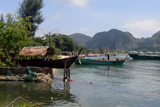 A Beach in the Town of Ko PhiPhi on Ko Phi Phi Island outside of  the City of Krabi on the Andaman Sea in the south of Thailand.