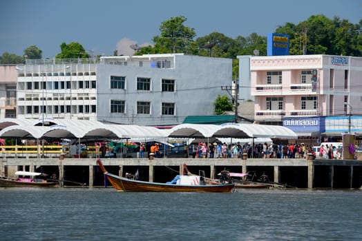the City centre of Krabi on the Andaman Sea in the south of Thailand.