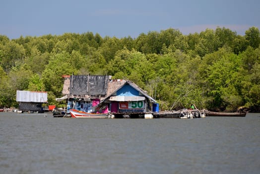 A fishing Village on a lagoon near the City of Krabi on the Andaman Sea in the south of Thailand.
