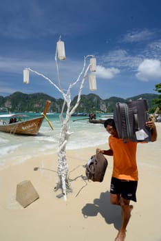 A Beach on the Island of Ko PhiPhi on Ko Phi Phi Island outside of the City of Krabi on the Andaman Sea in the south of Thailand.