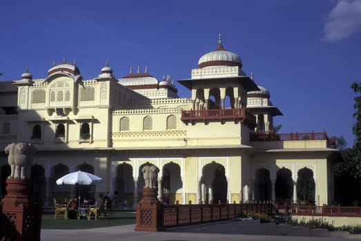 the Palace Hotel Rambagh at the city of Jaipur in the province Rajasthan in India.