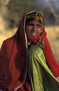 a women in the town of Jaisalmer in the province of Rajasthan in India.