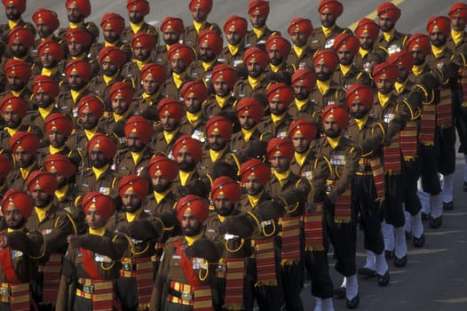 the parade at the national day in the City of New Delhi in India.