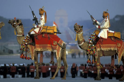 the parade at the national day in the City of New Delhi in India.