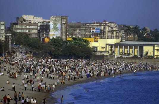 the Chowpatty Beach in the city of Mumbai in India.