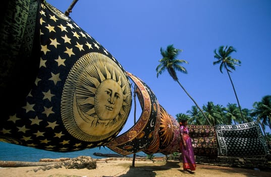 the Market in the Village of Anjuan in the province of Goa in India.