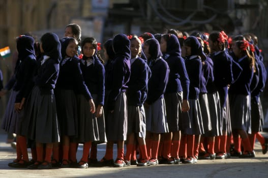 Schoolchildern in the town of Jaisalmer in Rajasthan in India.