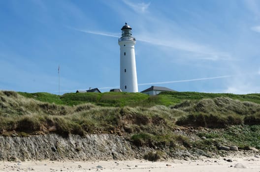 the lighthouse in Hirtshals in Denmark a beutiful day with blue sky