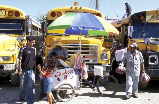 The Bus Terminal of the city of Tela near San Pedro Sula on the caribian sea in Honduras in Central America
