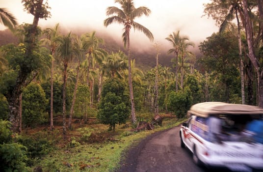 the mountain Landscape on the Island of Anjouan on the Comoros Ilands in the Indian Ocean in Africa.