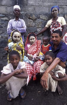 a family in the city of Moutsamudu on the Island of Anjouan on the Comoros Ilands in the Indian Ocean in Africa.