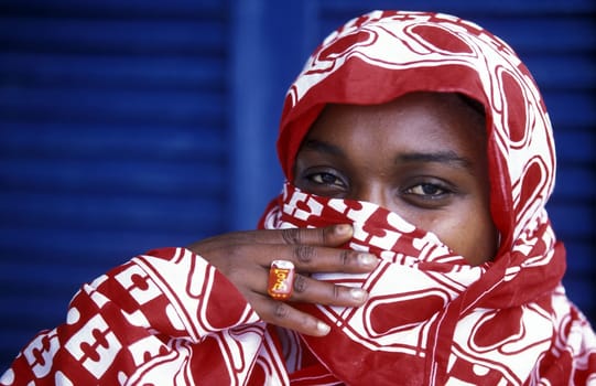 a woman in the city of Moutsamudu on the Island of Anjouan on the Comoros Ilands in the Indian Ocean in Africa.