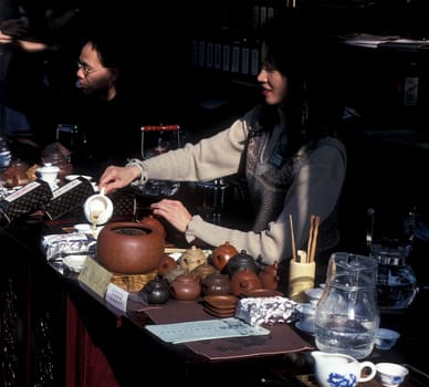 tea at a teamarket in kowloon in hong kong in the south of china in asia.
