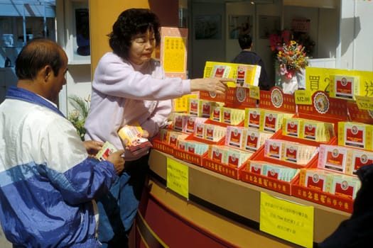 tea at a Teamarket in Kowloon in Hong Kong in the south of China in Asia.