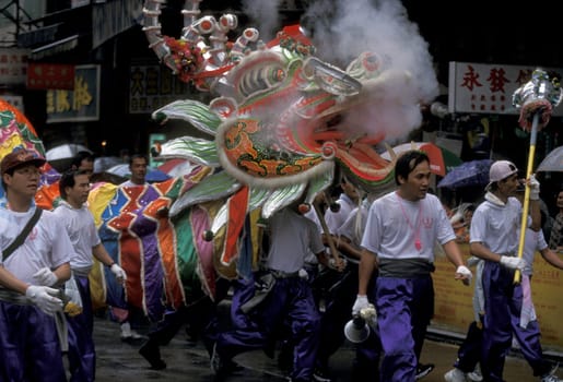 the Dragon festival at the Chinese newyear in Hong Kong in the south of China in Asia.