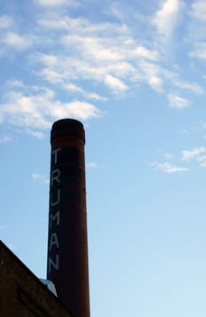 London,United Kingdom – November 29,2014: The distinctively brick chimney of the famous Truman Brewery on November 29,2014 in London.