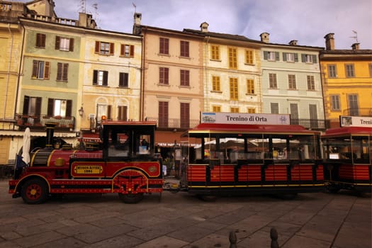 The Square in the Fishingvillage of Orta on the Lake Orta in the Lombardia in north Italy.