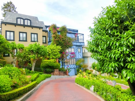 View of Lombard Street in San Francisco ,California, USA. Lombard street is crookedest street in the world.