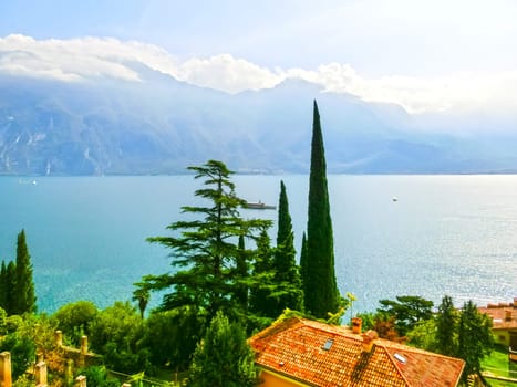 High mountains and Lake Garda, Italy, Europe