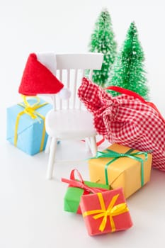 Colorful gifts and Christmas tree for Christmas