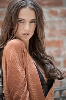 Woman with brown dress
