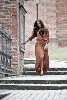 Woman with brown dress