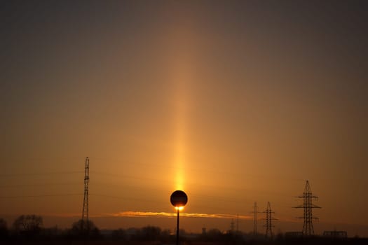 Solar eclipse during an evening in suburbs