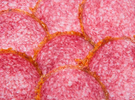 salami sausage background or texture