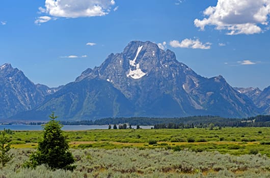 Mt Moran in Grand Teton National Park on a Summer Day