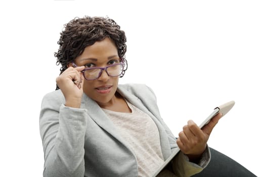 portrait of an african american businesswoman with glasses