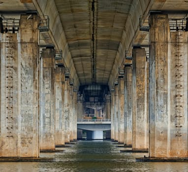 View under bridge on the River