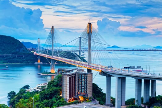 Hong kong traffic highway , Ting Kau Bridge