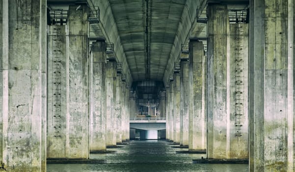 View under bridge on the River