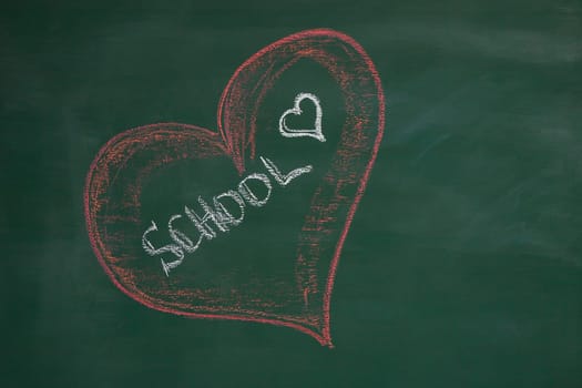 red heart on green school tabilu titled School