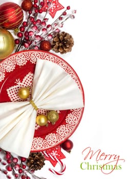Festive table setting with Christmas decorations