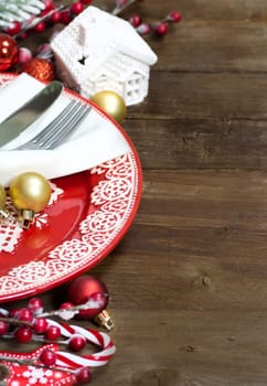 Festive table setting with Christmas decorations